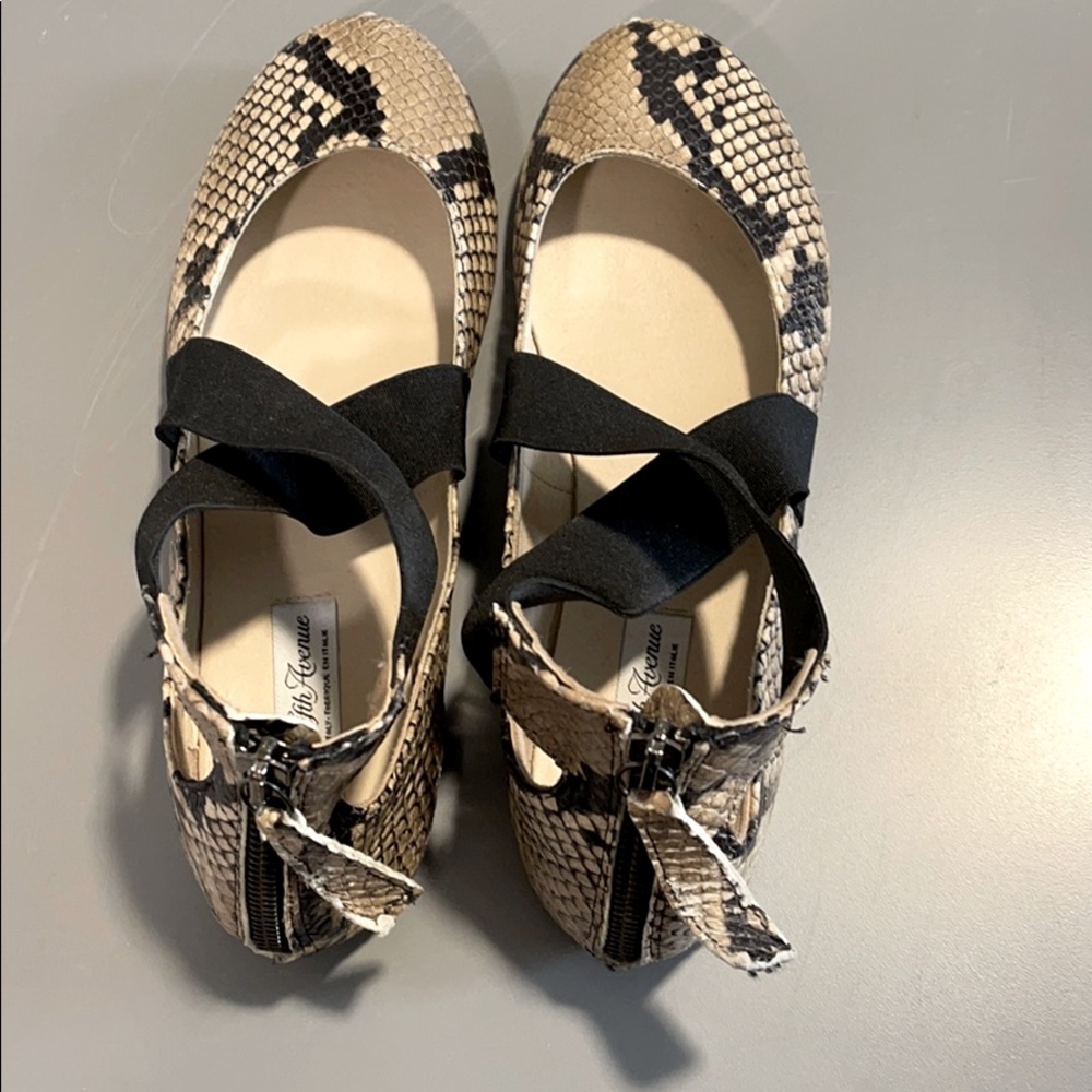 Saks 5th Ave Xcross Python Ballet Flats Blk Rocci… - image 1